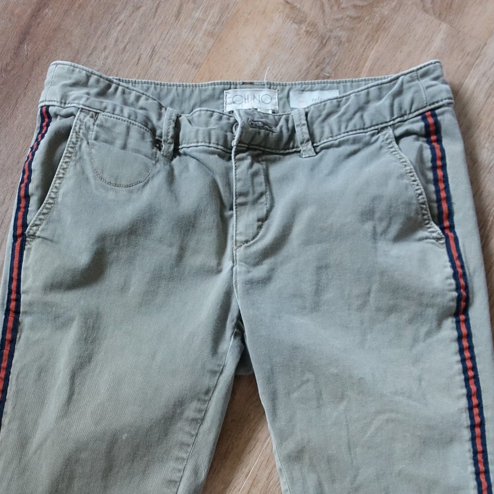 Anthropologie olive green striped Chino's